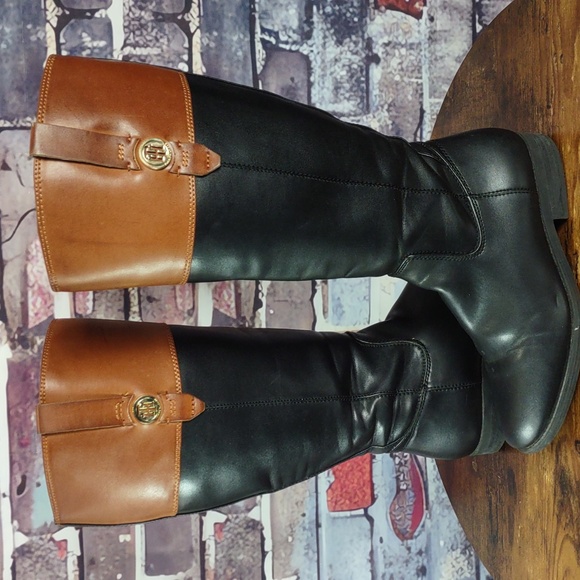 Tommy Hilfiger Faux Leather Equestrian Boots - Picture 9 of 14